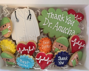 Thank You Doctor Cookies Gift Box Doctor Appreciation Gift Medical Staff Thank You Gift Hospital Appreciation Cookies