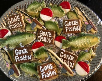 Gone Fishing Bass Cookies, Birthday, Fathers Day, Retirement Gift