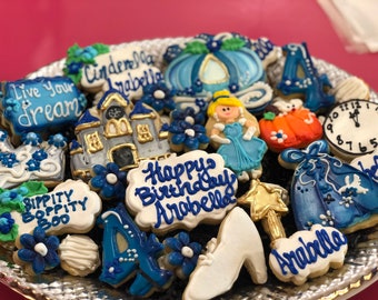Cinderella princess birthday Cookies for a Tray
