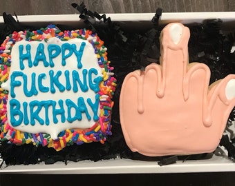 Happy F **king Birthday cookies set