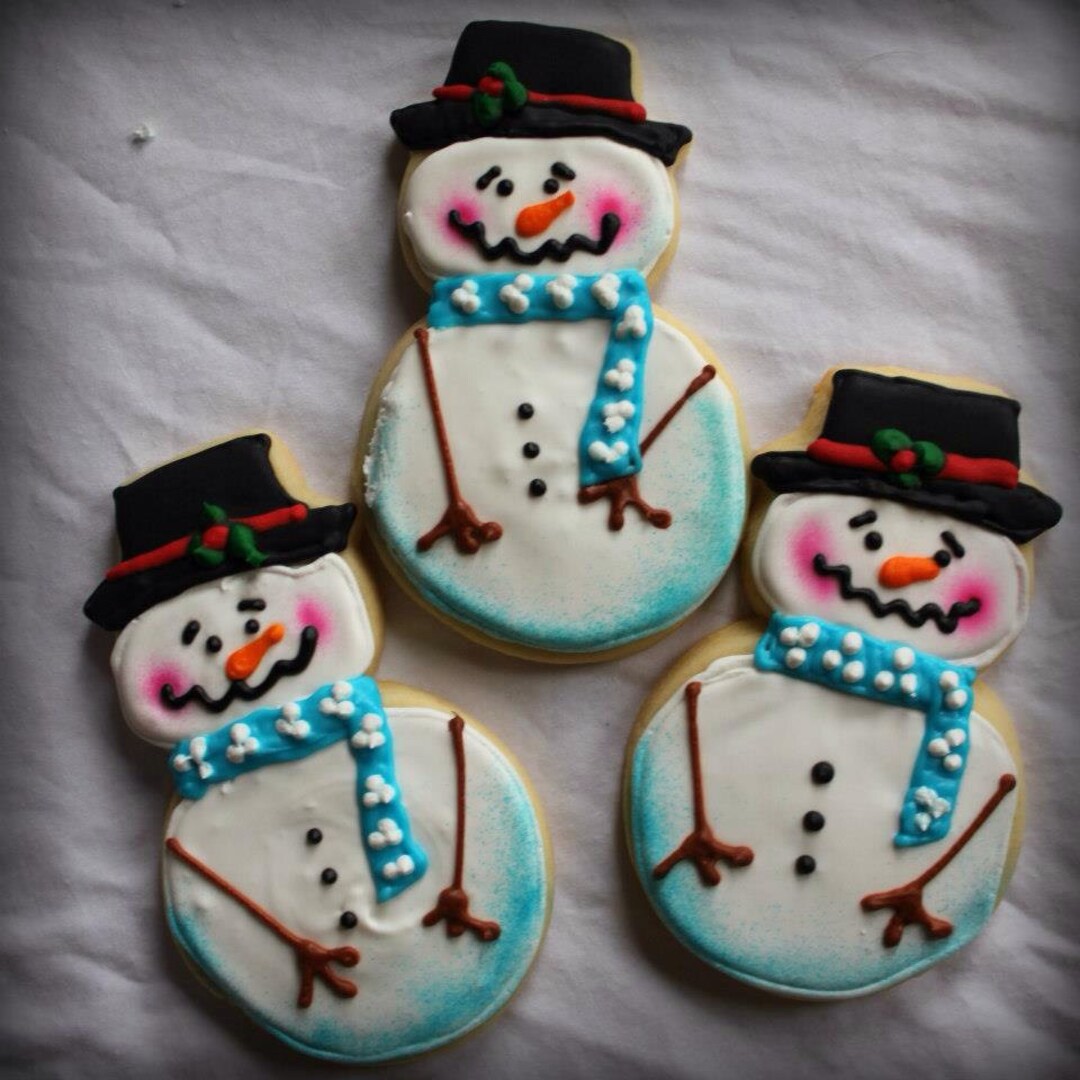 Snowmen Sugar Cookies 1 Dozen Christmas Buttercream Sugar Cookie - Etsy
