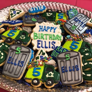 Trash Truck Garbage Truck birthday Cookies for a Tray