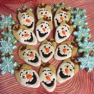 Small Frozen Birthday Cookies - 2 dozen Olaf and snow flake Sugar