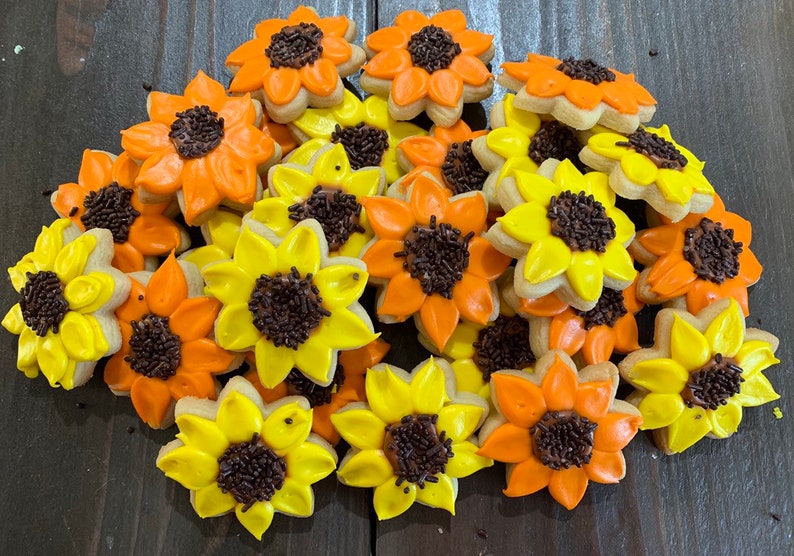 Sunflower Sugar Cookies by the Dozen Etsy