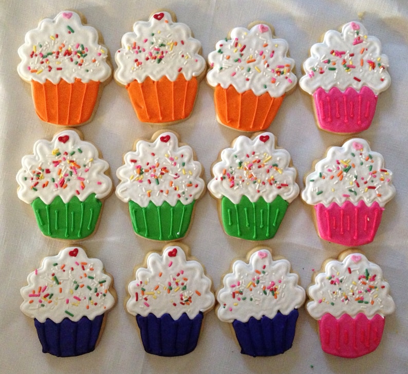 One Dozen Large Cupcake Individually Wrapped Sugar Cookie Etsy