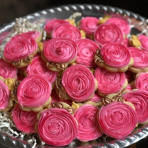 Roses with Gold leaves Sugar Cookies for a Tray