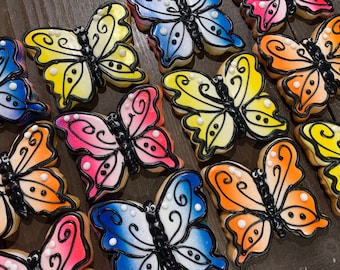 One Dozen Large Butterfly, individually wrapped Sugar Cookie Favors