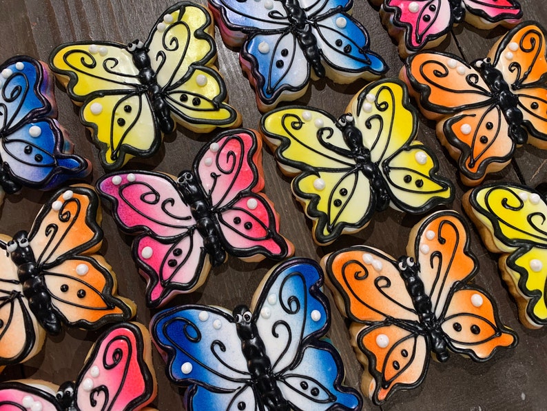 One Dozen Large Butterfly, individually wrapped Sugar Cookie Favors image 1