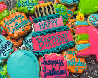 Happy Birthday cookies for tray