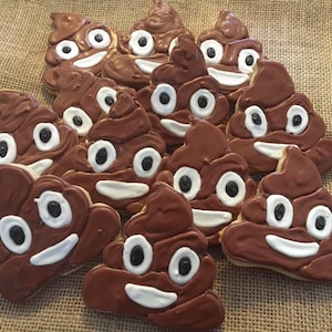 Poop Emoji cookies, individually wrapped, Sugar Cookie Party Favors