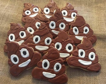 Poop Emoji cookies, individually wrapped, Sugar Cookie Party Favors