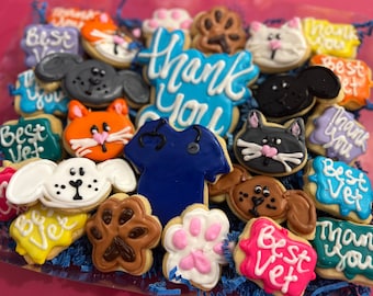 Thank you veterinarian dog/cat cookie gift box