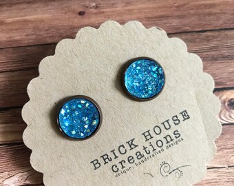 Baby blue Druzy earrings