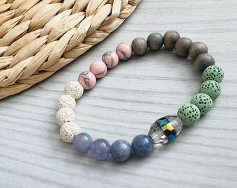 8mm Spring Vibes beaded bracelet, Natural Wooden, Stacking Bracelet, Diffuser