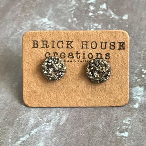 Pendientes Druzy de plata oscura de 8 mm