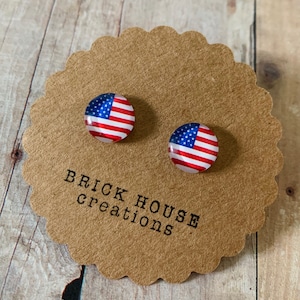 USA Flag earrings, 12mm