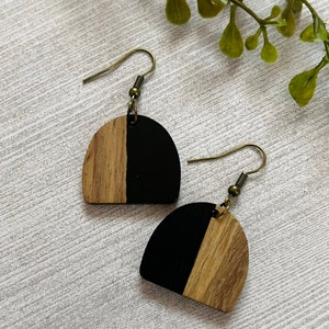 Arch Black Resin Wooden Earrings black wood earrings, black wooden earrings image 1