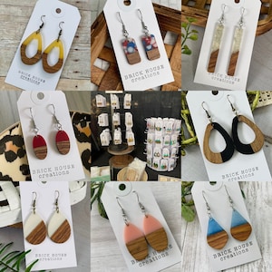 Mystery Resin + Wooden Earrings, wood resin