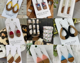 Mystery Resin + Wooden Earrings, wood resin