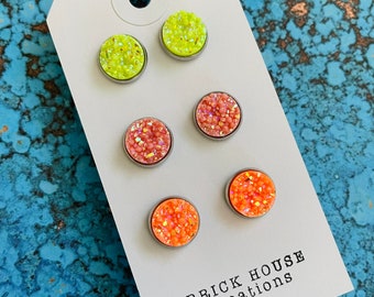 Neon Druzy Pack Earrings, SALE!