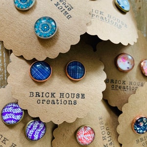 Glass Cabochon Mystery Pack Earrings, 3 pairs