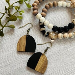 Arch Black Resin Wooden Earrings black wood earrings, black wooden earrings image 2