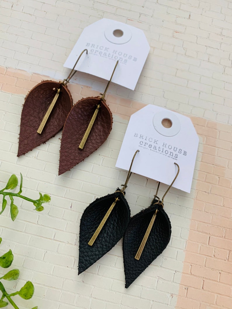 Small Leather Earrings Saddle