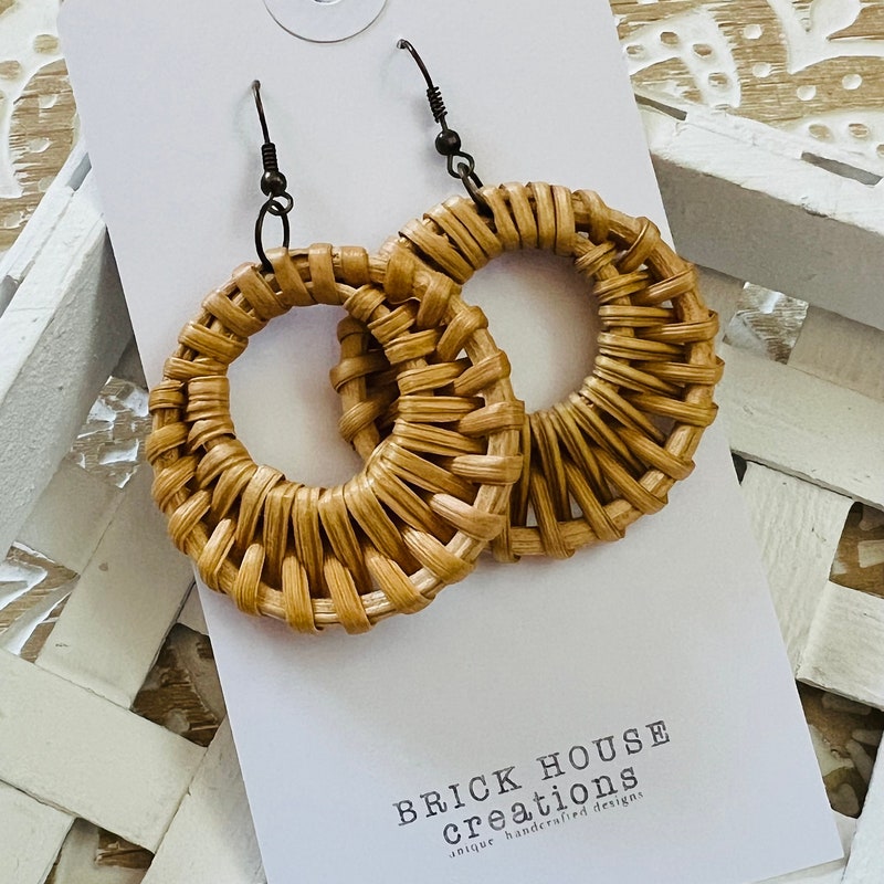 Rattan Earrings - Etsy