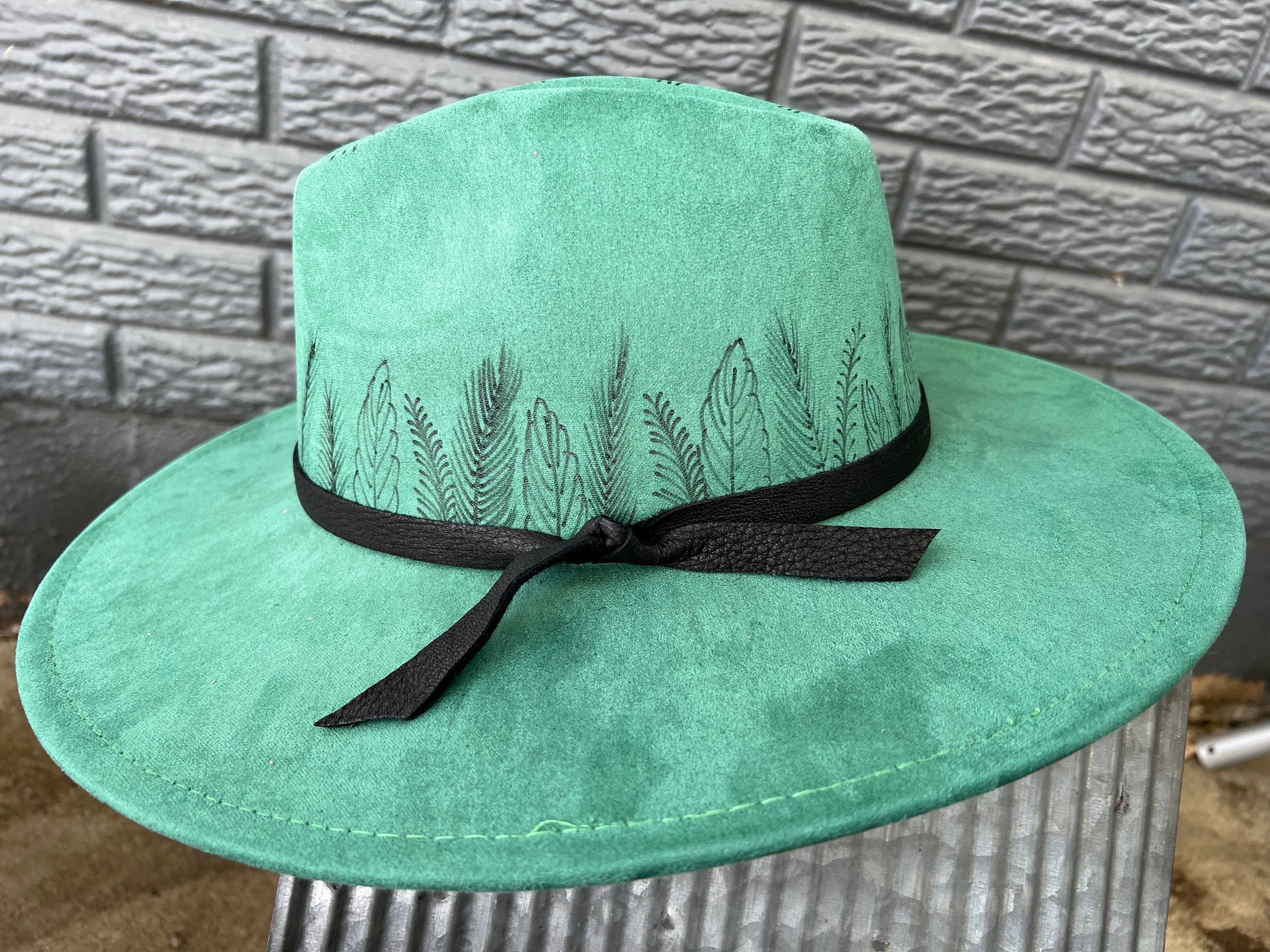 Army Green Suede Wide Brim Rancher Fedora M/L NWT display picture 1
