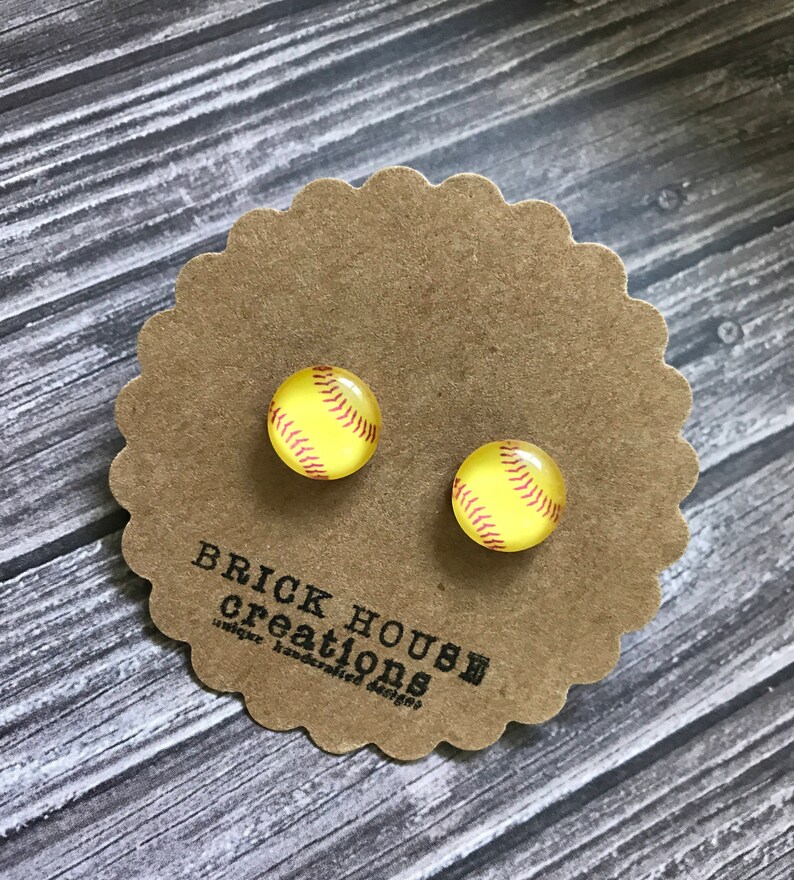 Softball Earrings 12mm Etsy