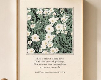 Daisy Flower Poetry Poster, Vintage botanische Wandkunst, digitaler Download