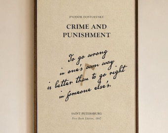 Dostojewski Verbrechen und Bestrafung Poster, Vintage Buch Cover Wandkunst, digitaler Download