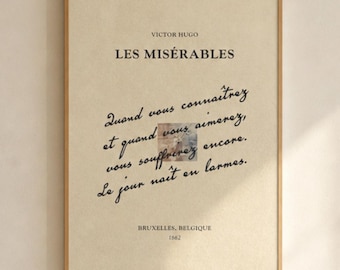Victor Hugo Les Miserables Französisches Poster, Vintage Buchcover, Wandkunst, digitaler Download