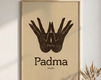 Padma Mudra Poster, Yoga Handgeste Druck, Zen Meditation Wandkunst, digitaler Download