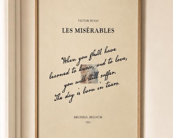 Les Miserables Poster, Victor Hugo Zitat Druck, Vintage Buchcover Wandkunst, digitaler Download