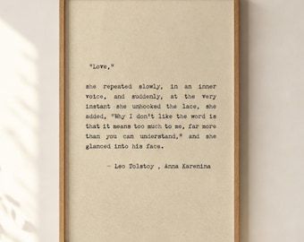 Anna Karenina Love Zitat Poster, minimalistische literarische Wandkunst, digitaler Download