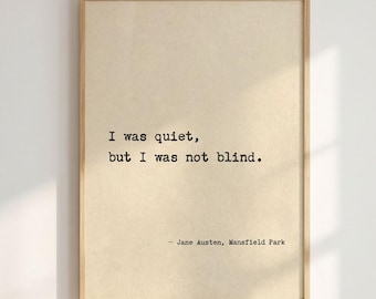 Jane Austen Mansfield Park Poster, minimalistische literarische Wandkunst, digitaler Download