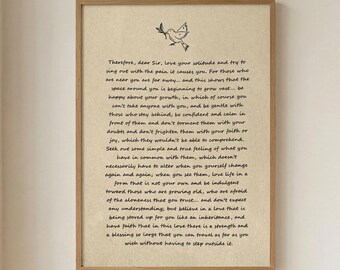 Rilke Briefe an einen jungen Dichter Zitat Poster, Vintage literarische Wandkunst, digitaler Download