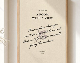E.M.Forster A Room With A View Poster, Klassische Literatur Wandkunst, Digitaler Download