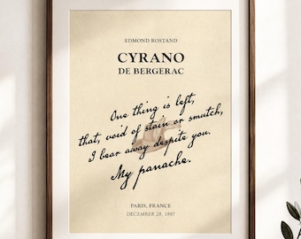 Cyrano de Bergerac Poster, Vintage Buchcover Wanddekoration, digitaler Download