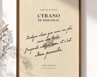 Cyrano de Bergerac Französisches Poster, Vintage Buchcover Wanddekoration, digitaler Download