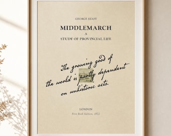George Eliot Mittelmarch Poster, klassische Literatur Zitat Wandkunst, digitaler Download