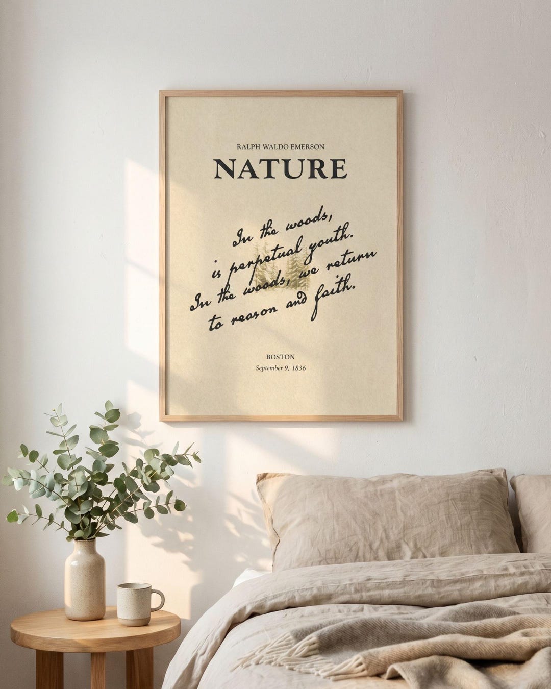 Ralph Waldo Emerson Nature Poster, Vintage Literary Book Cover Art ...