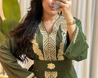 Luxury Moroccan Caftan – Handmade Maxi Dress for Weddings & Eid