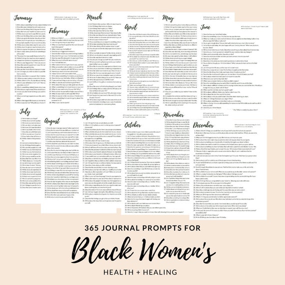 365 Journal Prompts for Black Women's Health & Healing INSTANT