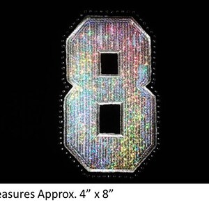 Number Eight (8) Sequins and Rhinestone Hot Fix Transfer Applique ONLY CLOSEOUT SALE