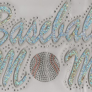 Baseball Mom Sequins and Rhinestone Heat Transfer Applique ONLY CLOSEOUT SALE