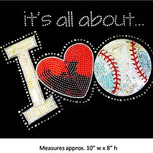 Baseball It&#39;s All About Baseball Sequins and Rhinestone Transfer Applique ONLY CLOSEOUT SALE