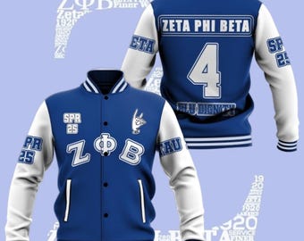 Custom Zeta Phi Beta Chapter Varsity Baseball Jacket, Printed Personalized Letterman Jackets Shirt