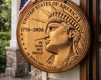 Colgante de puerta del 250 aniversario de la Estatua de la Libertad de EE. UU., letrero patriótico de madera 1776-2026, decoración de la Estatua de la Libertad, decoración americana para la puerta principal